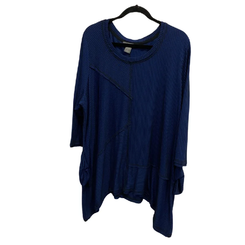 Tunic 3/4 Sleeve By Kate & Mallory In Black & Blue, Size: 2x Dynamic Men's High