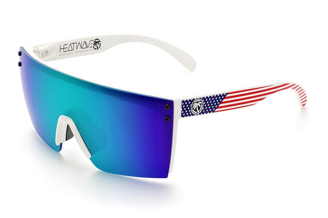 Lazer Face Sunglasses: White Frame Stars & Stripes USA Z87 Trendy Men's Scandinavian