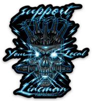 Support Your Local Sticker 3in - Lineman Edgy Men's Punk