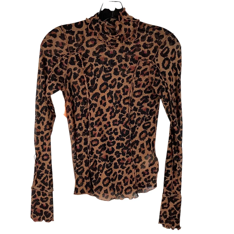 Top Long Sleeve By Free People In Animal Print, Size: Xs Trendy Men's Scandinavian