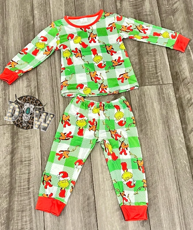 The Grinch Plaid Grinch and Max Christmas Pajama Set Artistic Men's Avant