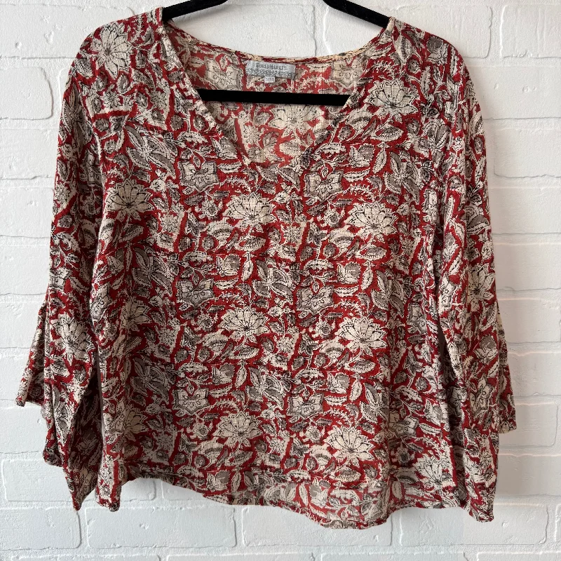 Top Long Sleeve By World Market In Brown & Red, Size: S Business