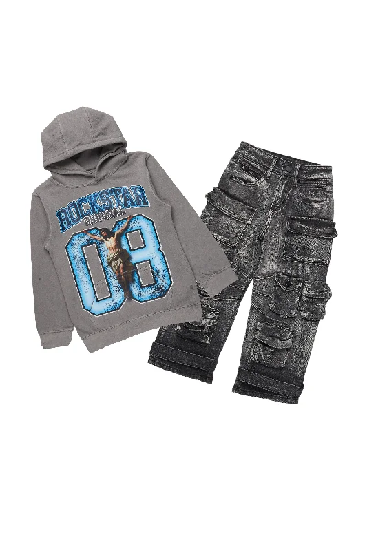 Boys Fields Vintage Grey Hoodie/Baggy Fit Jean Set