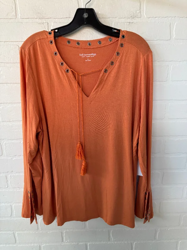 Top Long Sleeve By Soft Surroundings In Orange, Size: 1x Trendy Men's Oversized