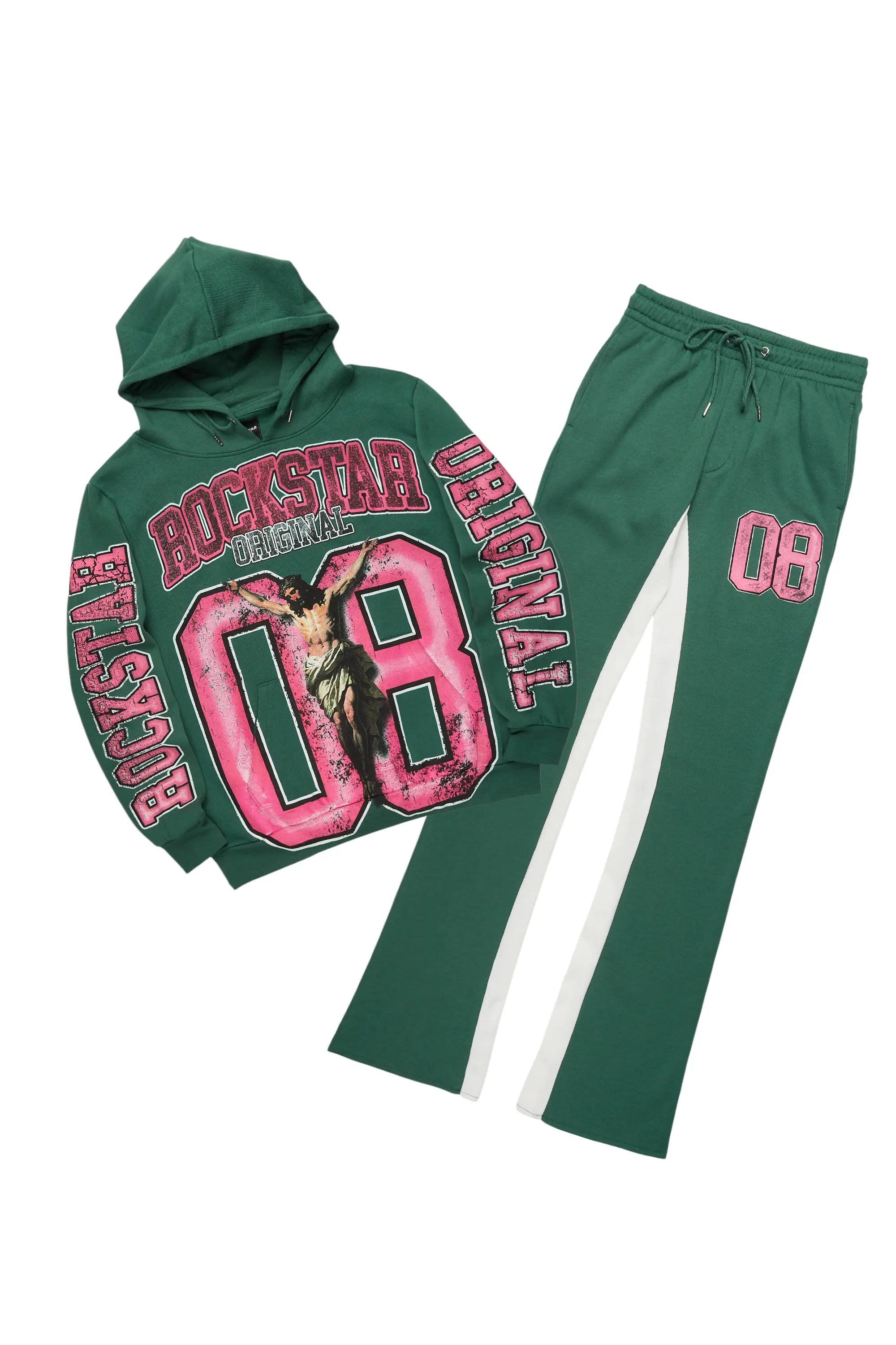 Fields Green Hoodie Baggy Track Pant Set