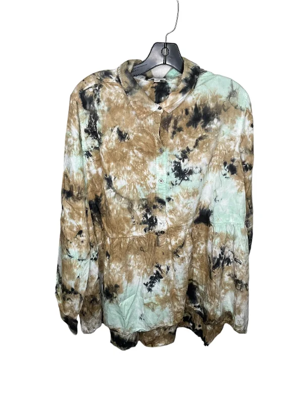 Top Long Sleeve By True Craft In Tie Dye Print, Size: 3x