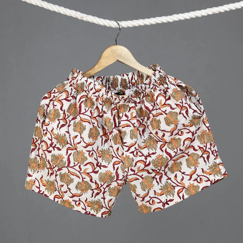 Multicolor - Sanganeri Block Printed Cotton Unisex Boxer/Shorts Trendy Men's Scandinavian