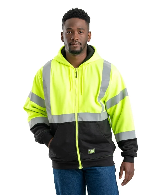 Hi Vis Class 3 Color Block Hooded Sweatshirt Laid