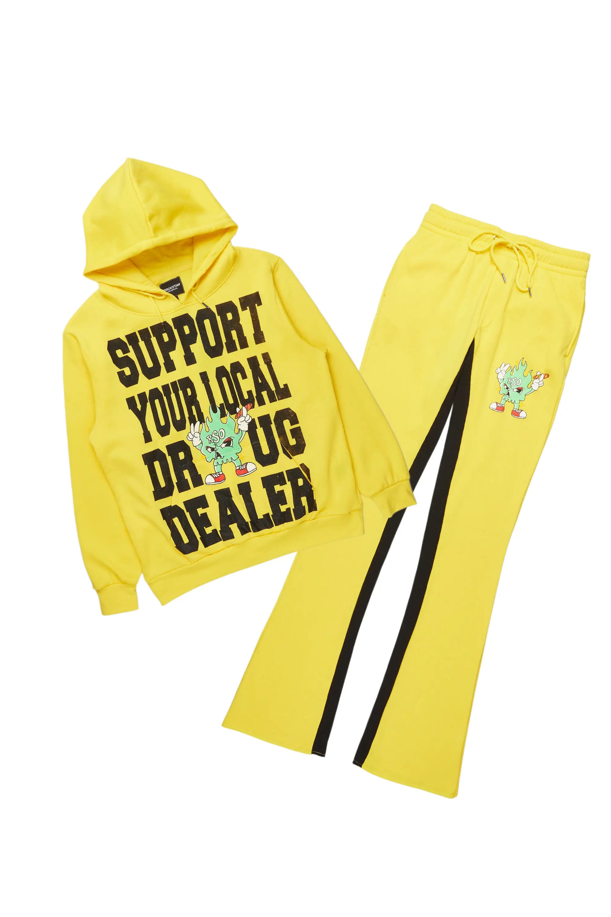 Tarl Yellow Hoodie/Baggy Track Pant Set Tailored