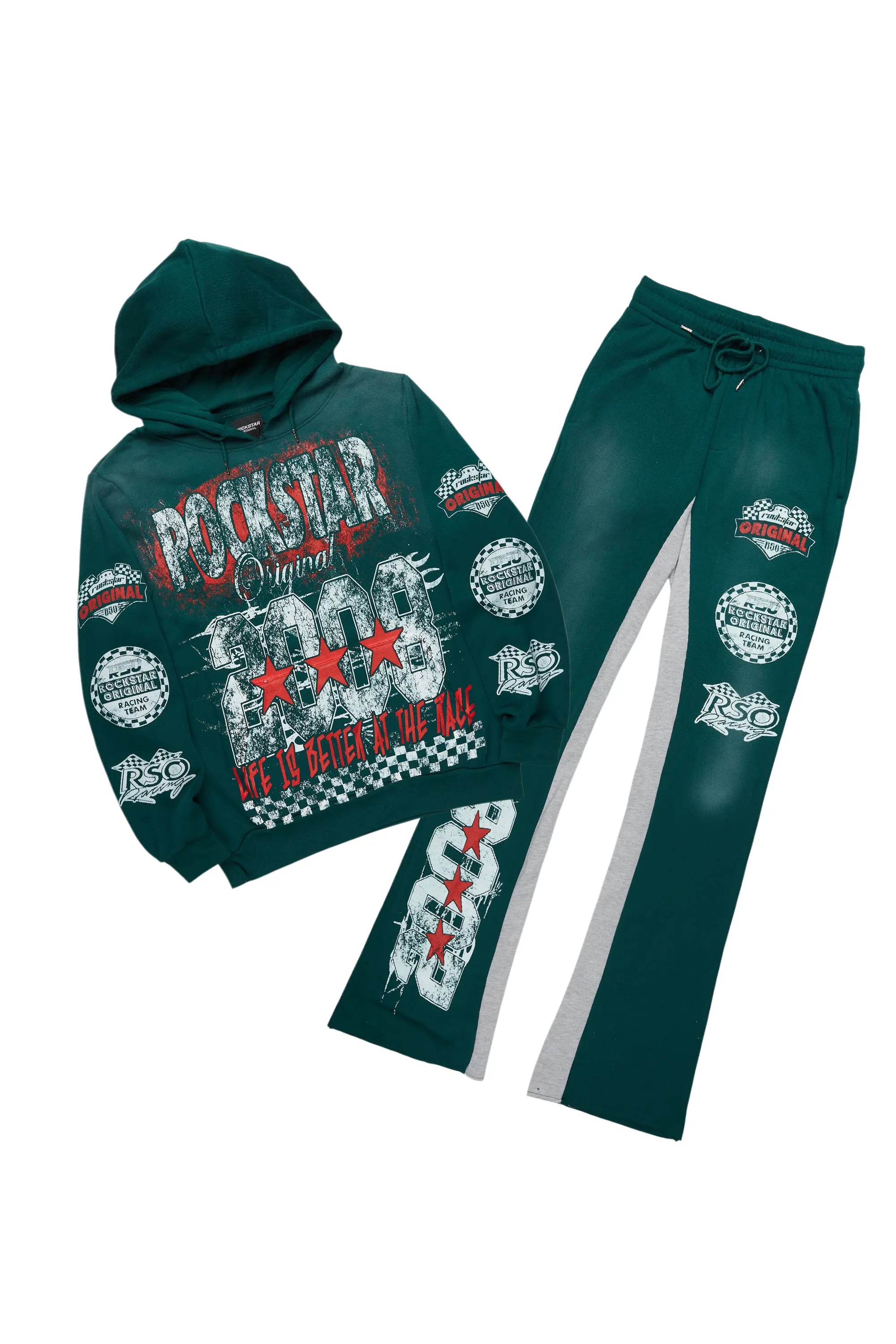 Racing Grung Dark Green Hoodie/Baggy Track Pant Set