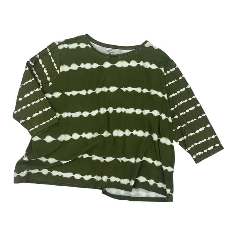 Top 3/4 Sleeve By Kim Rogers In Green, Size:1X Elegant Men's Cashmere