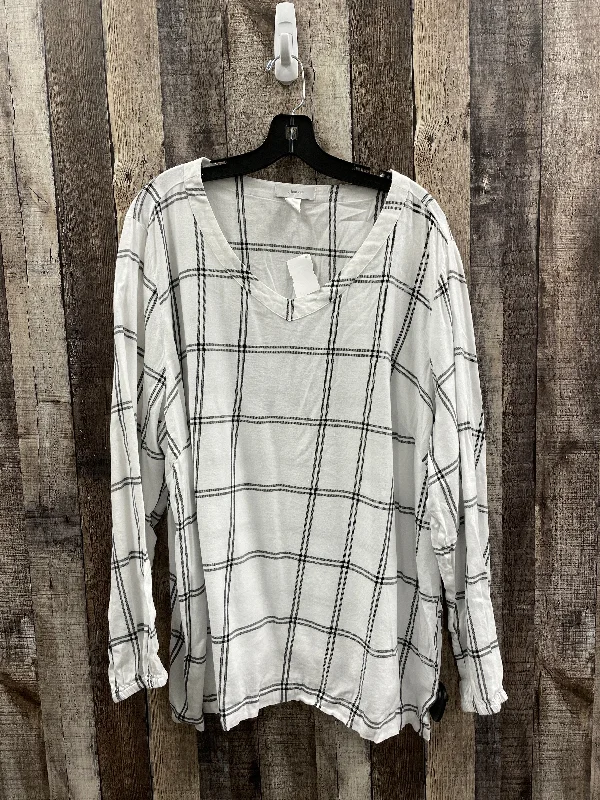 Top Long Sleeve By Cj Banks In Plaid Pattern, Size: 3x Youthful Men's Anime