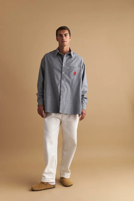 Conor Shirt (Grey) Polished Men's Silk