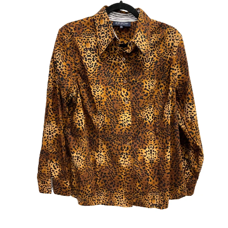 Top Long Sleeve By Jones New York In Leopard Print, Size: 1x Modern Men's Tech