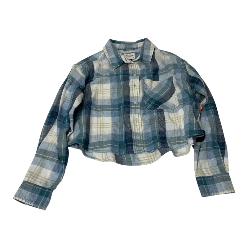 Top Long Sleeve By American Eagle In Plaid Pattern, Size: S Dynamic Men's High