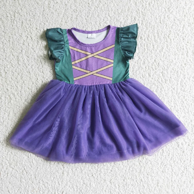 GSD0129 Green Purple Tulle Tutu Girls Short Sleeve Dresses Luxurious Men's High