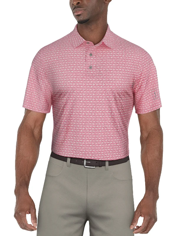 Men's Flamingo Geo Printed Polo Elegant Men's Formal 