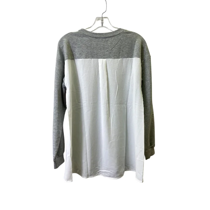 Top Ls Basic By Very J In Grey & White, Size:S Elegant Men's Cashmere