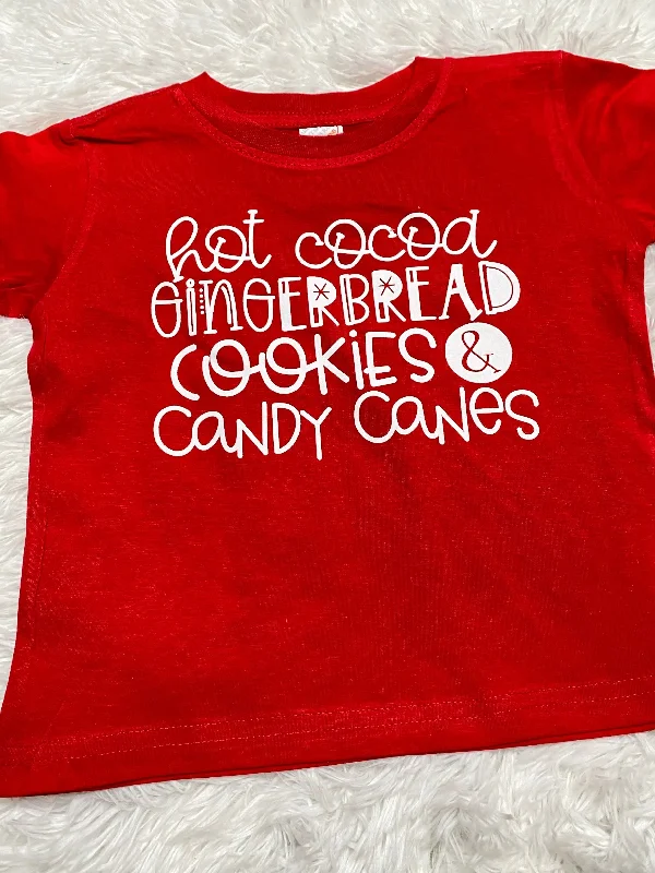 Hot Cocoa Gingerbread Cookies & Candy Canes Red Shirt