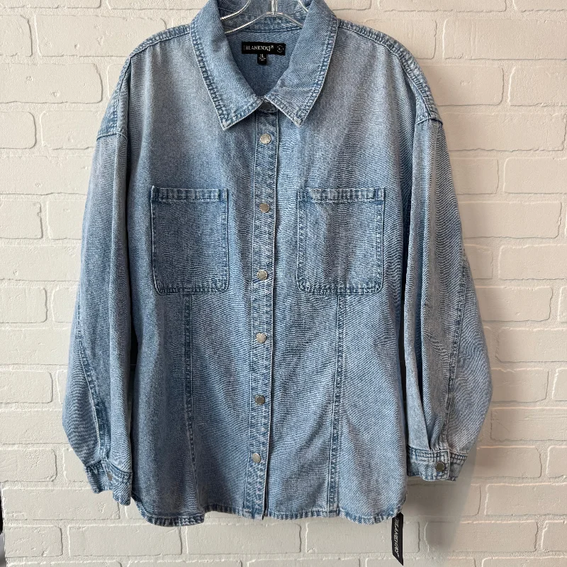 Top Long Sleeve By Blanknyc In Blue Denim, Size: Xl Streetwear Style