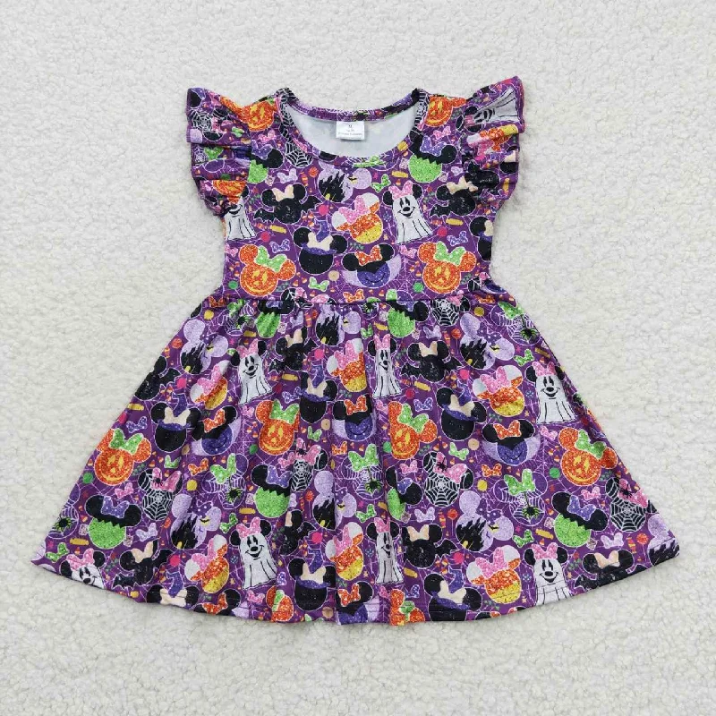 GSD0480 Halloween Purple M Cartoon Girls Short Sleeve Dresses Confident Men's High