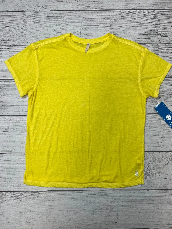 Yellow Athletic Top Short Sleeve Free People, Size L Rugged Men's Outdoor 