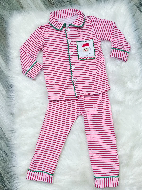 Santa Stripe Boys Pajamas Sleek Men's Metallic