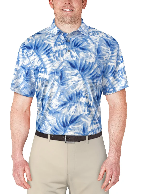 Men's Short Sleeve Tropical Leaf Print Polo