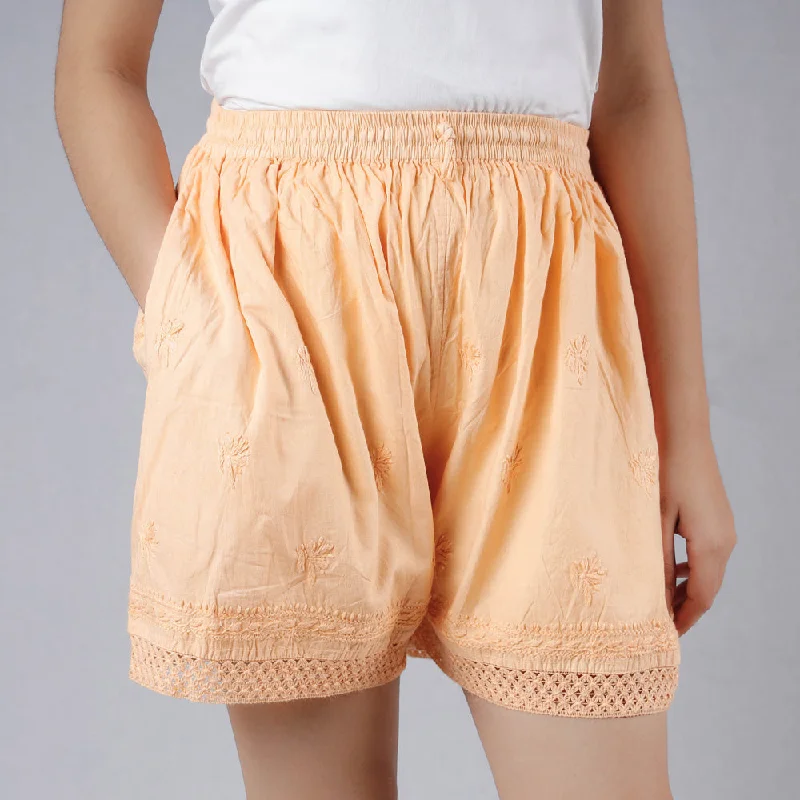 Orange - Chikankari Embroidery Cotton Short Traditional Men's Wool