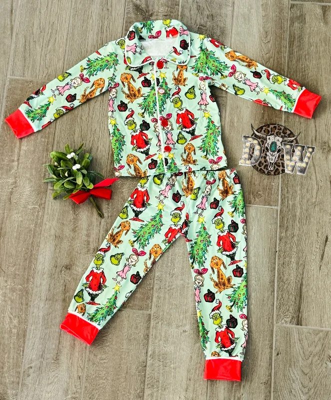 Grinch Cindy Lou and Max Christmas Pajama Set Trendy Men's Scandinavian