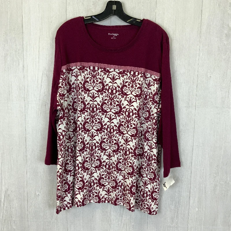 Top 3/4 Sleeve By Kim Rogers In Red & White, Size: 3x Gym