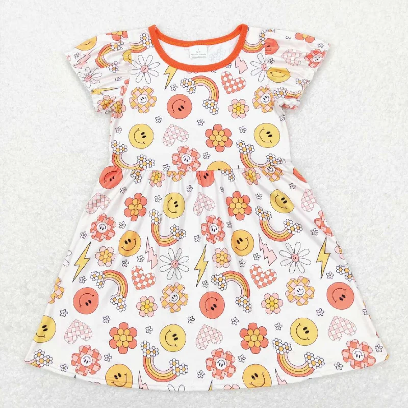 GSD0404 Valentine Love Smile Sunflower Girls Short Sleeve Dresses Unique Men's Upcycled