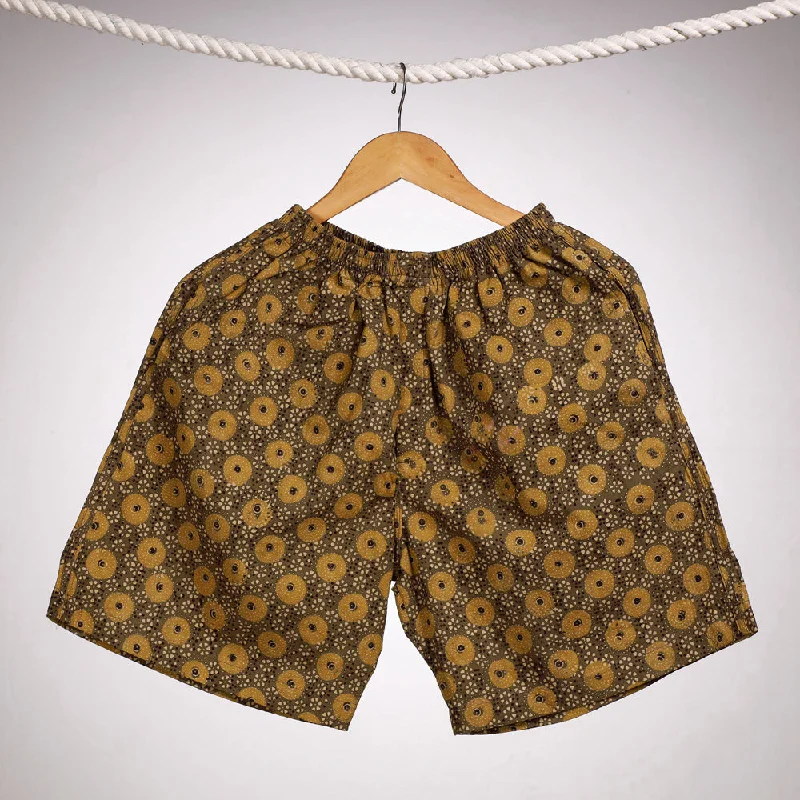 Yellow - Ajrakh Block Printing Cotton Unisex Boxer/Shorts Sophisticated Men's 