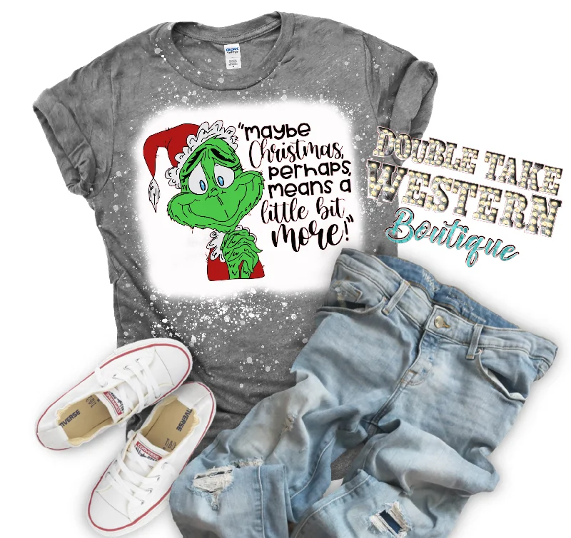 Maybe Christmas perhaps means a little bit more Grinch Bleached Graphic T-Shirt Edgy Men's Punk