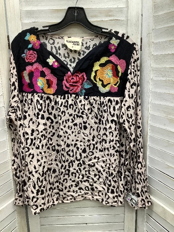 Top Long Sleeve By Savanna Jane In Animal Print, Size: 2x Business