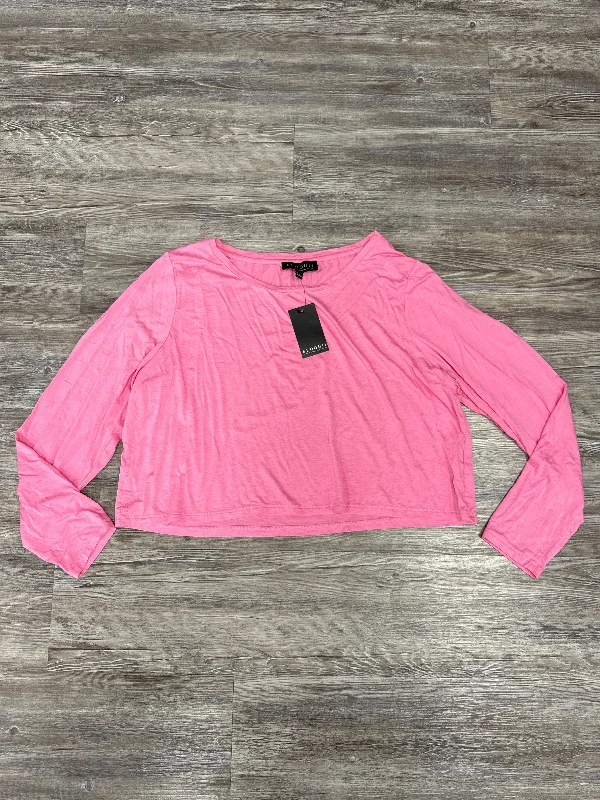 Top Long Sleeve Basic By Eloquii In Pink, Size: 3x Beach