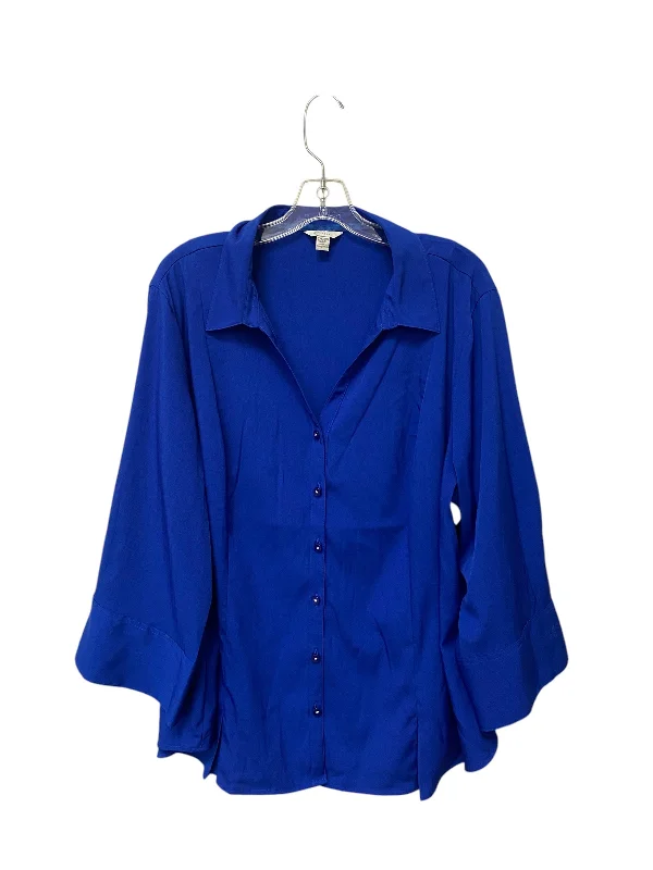 Top Long Sleeve By Clothes Mentor In Blue, Size: 3x Laid