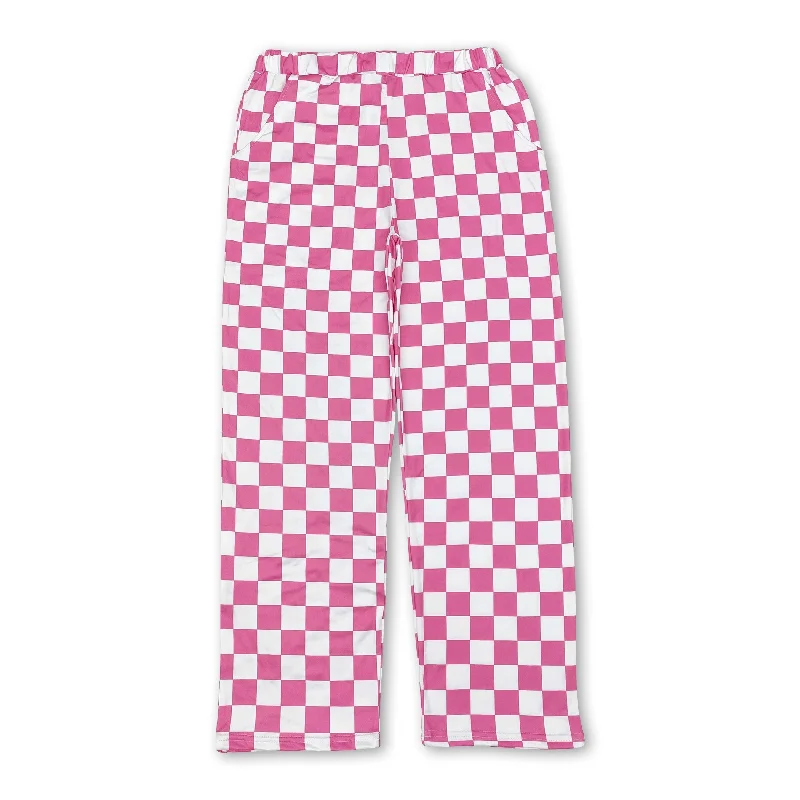 Pink plaid adult women pants Dynamic Men's Moto