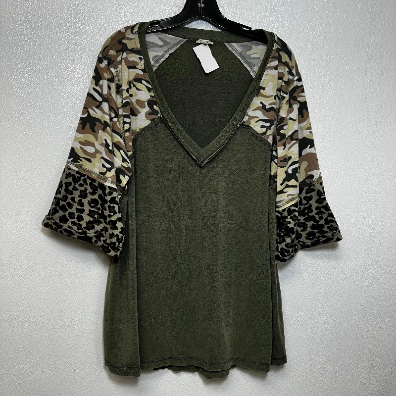 Camoflauge Top 3/4 Sleeve Basic Pol, Size L Confident Men's High