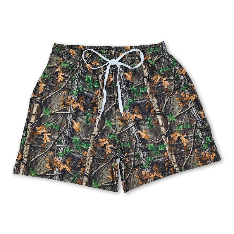 Camo leaves summer adult men swim trunks