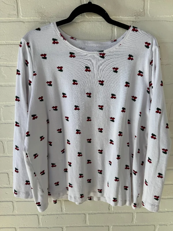 Top Long Sleeve By Cj Banks In Red & White, Size: 2x Modern Men's 