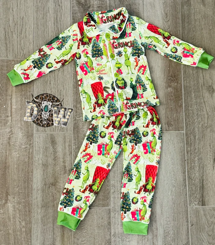 Grinch Christmas Pajama Set Bold Men's Statement