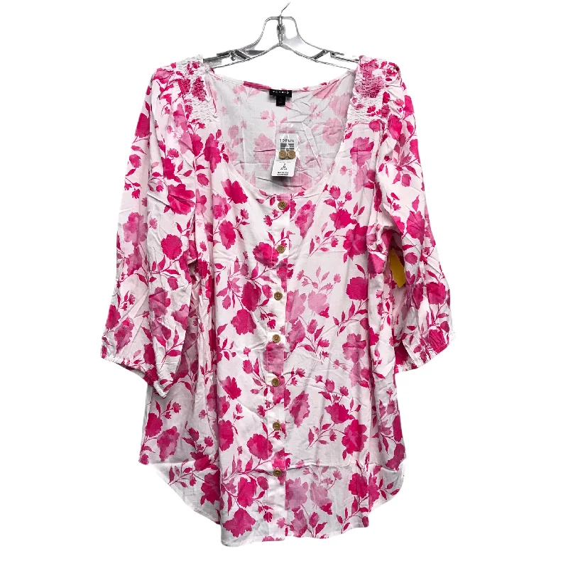 Top 3/4 Sleeve By Torrid In Floral Print, Size: 3x Monochromatic All