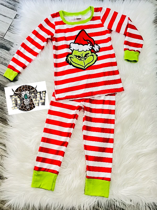 Grinch Stripe Christmas Pajama Set Adventure