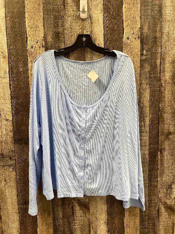 Top Long Sleeve By A New Day In Blue, Size: 3x Cool Men's Distressed