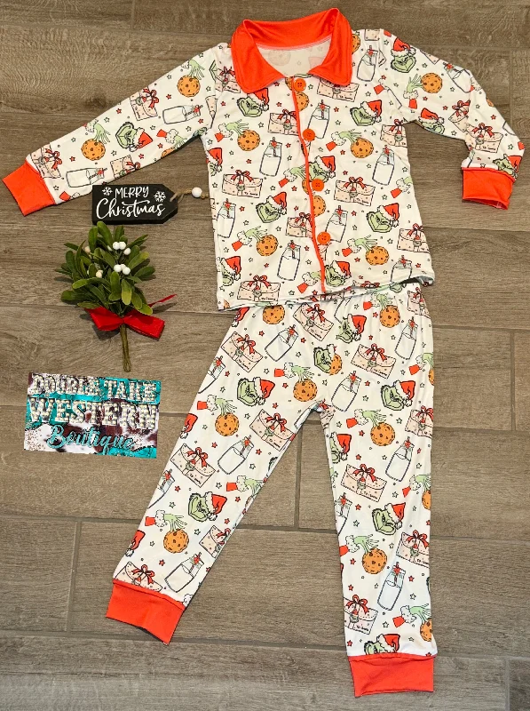 Grinch Milk & Cookies Christmas Pajama Set Sleek Men's Contemporary 