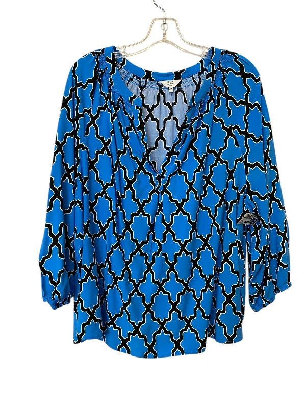 Top 3/4 Sleeve By Crown And Ivy In Blue, Size: 3x Monochromatic All