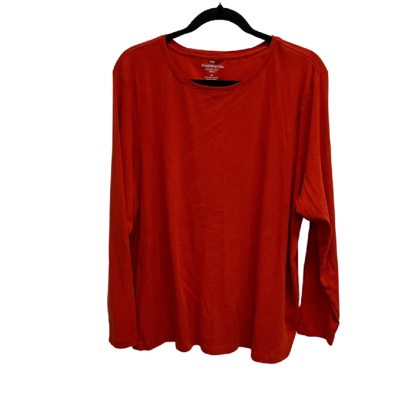 Top Long Sleeve Basic By Talbots In Orange, Size: 3x Laid