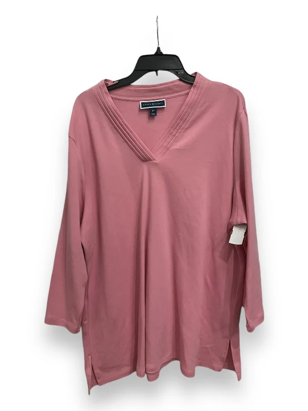 Top 3/4 Sleeve Basic By Karen Scott In Pink, Size: 2x Practical Men's Quick