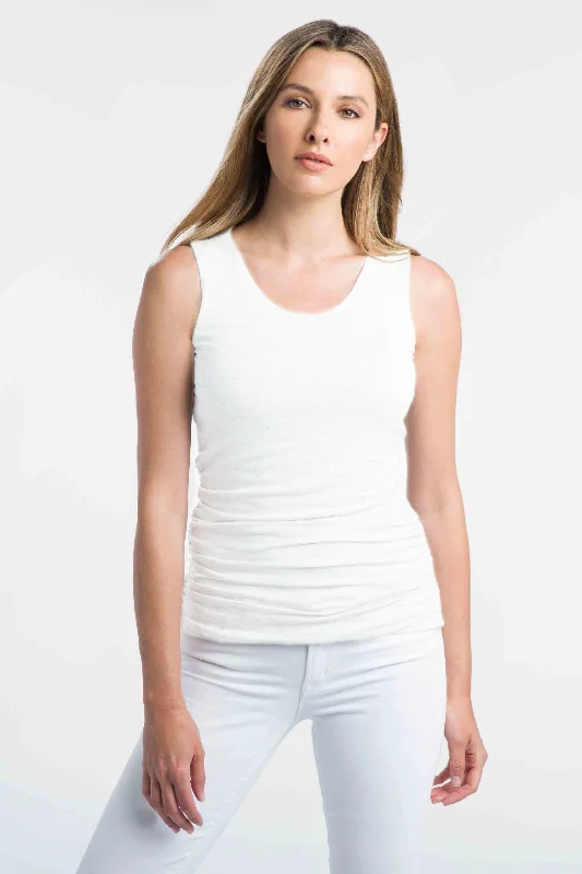 KINROSS CASHMERE - COTTON RUCHED TANK IN WHITE Bold Men's Statement